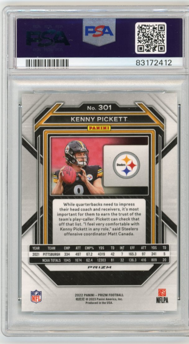 2022 Panini Prizm Kenny Pickett RC #301 - Green PSA 9 Steelers