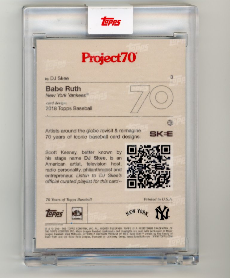 2021 Topps Project70 Babe Ruth DJ Skee #3 - Yankees