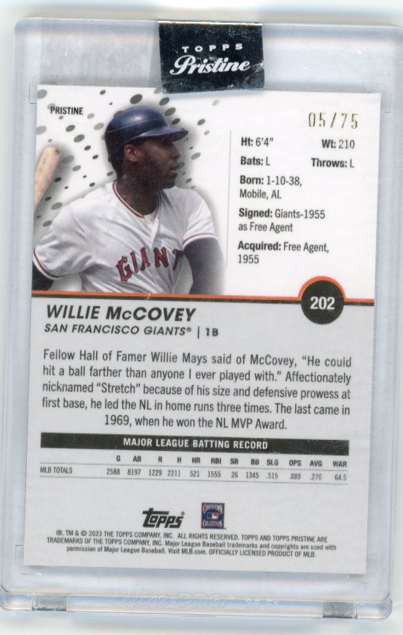 2023 Topps Pristine Willie McCovey #202 - #/75 Blue Giants