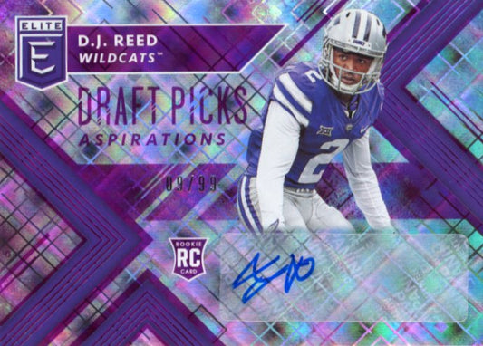 2018 Panini Elite Draft Picks Collegiate D.J. Reed #250 - #/99 Purple Autograph