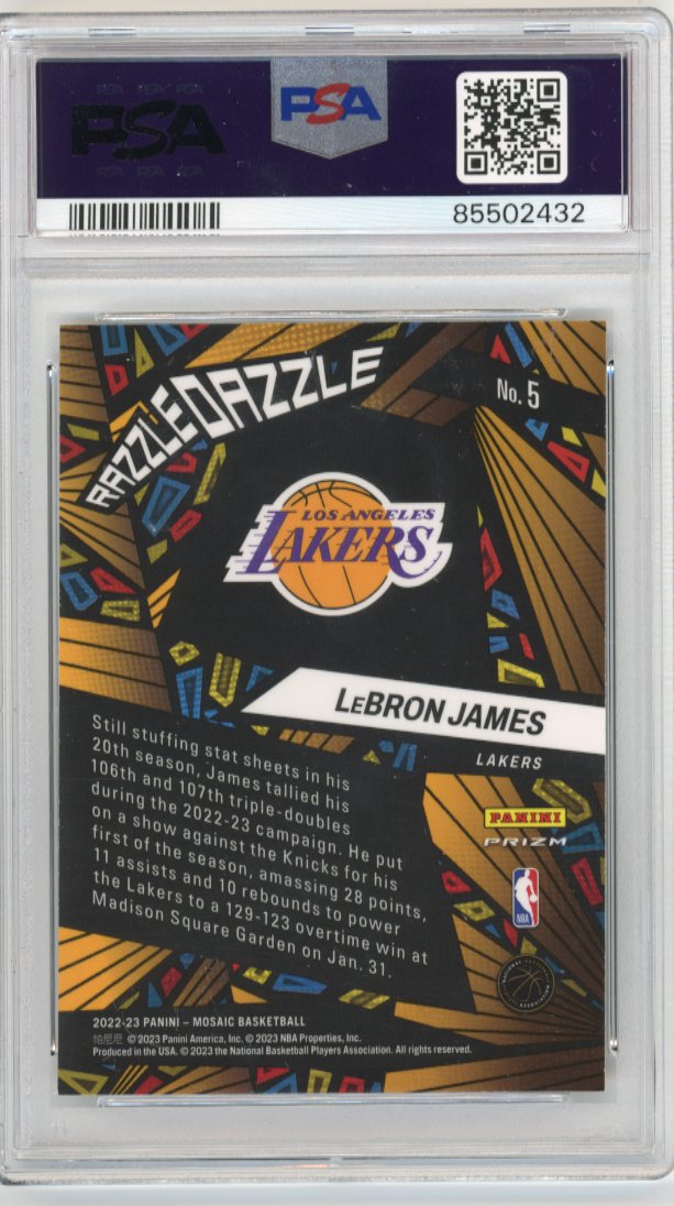 2022 Panini Mosaic LeBron James #5 - Razzle Dazzle PSA 10 Lakers