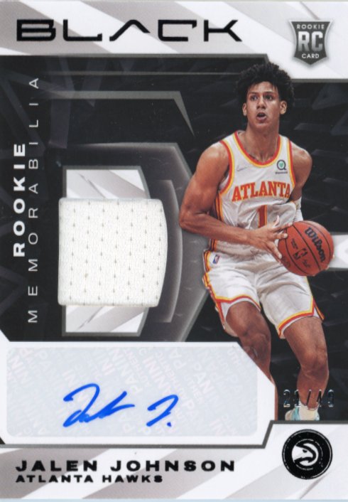 2021/22 Panini Black Jalen Johnson Rookie Memorabilia RC #RMA-JJ - Autograph Relic #/49 Hawks