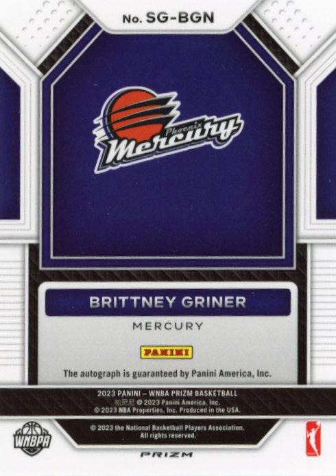 2023 Panini Prizm Brittney Griner Signatures #SG-BGN - Silver Autograph Mercury