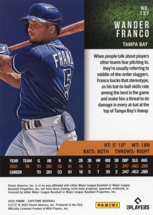 2022 Panini Capstone Wander Franco RC #137 - #/7 Rays