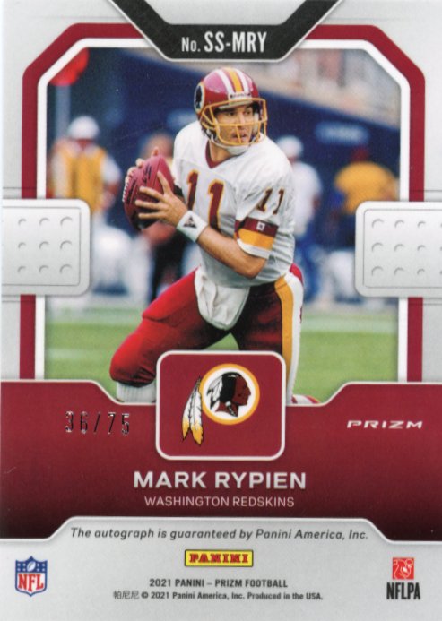 2021 Panini Prizm Mark Rypien Sensational Signatures #SS-MRY - Autograph Blue Cracked Ice #/75 Commanders