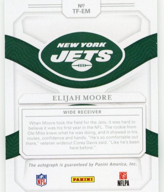 2021 Panini National Treasures Elijah Moore The Future RC #TF-EM - #/25 Autograph