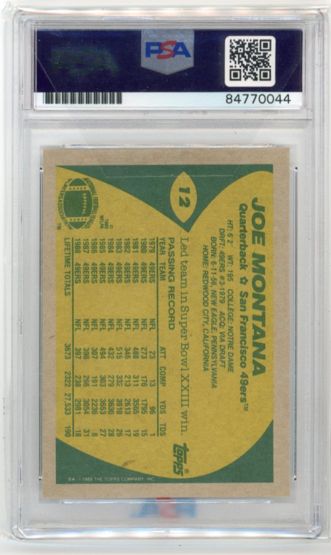 1989 Topps Joe Montana #12 - Autograph PSA 10 49ers