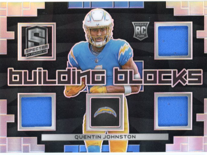 2023 Panini Spectra Quentin Johnston Building Blocks RC #BBL-QJO - #/99 Triple Relic Chargers