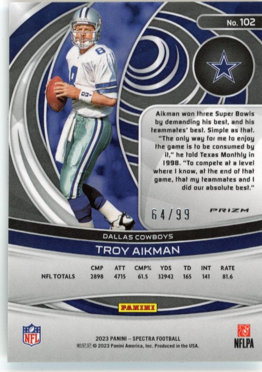2023 Panini Spectra Troy Aikman #102 - #/99 Cowboys