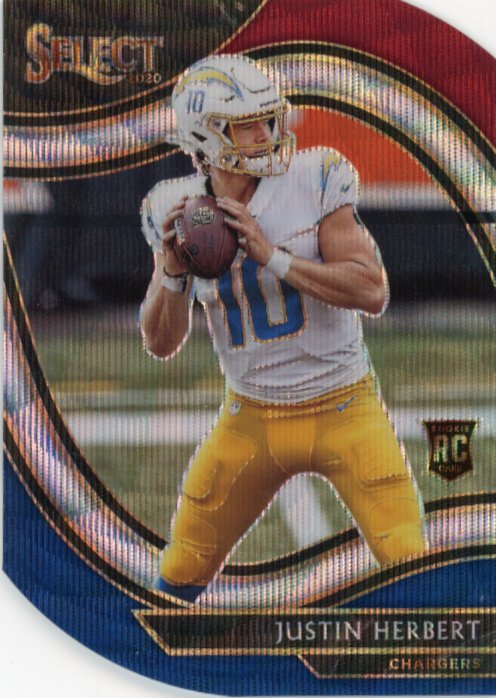2020 Panini Select Justin Herbert RC #344 - Field Level Red White Blue Chargers