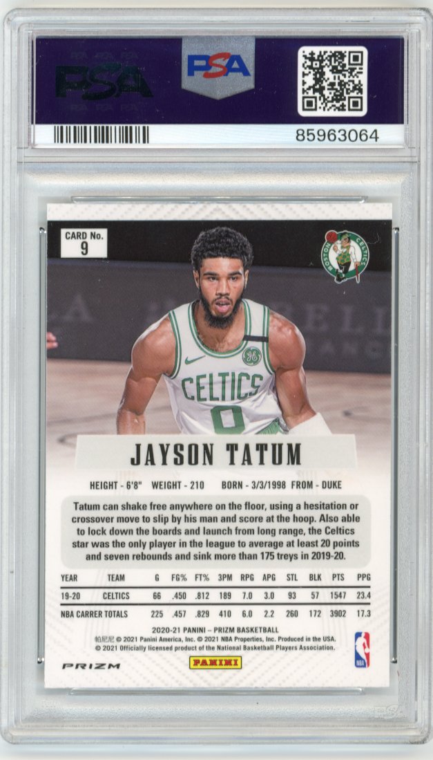 2020/21 Panini Prizm Jayson Tatum Flashback #9 - Disco PSA 9 Celtics