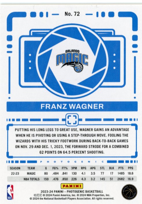 2023/24 Panini Photogenic Franz Wagner #72 - #/99 Magic