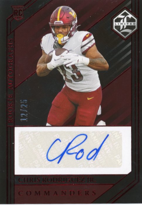 2023 Panini Limited Chris Rodriguez Jr. Rookie Autographs RC #229 - Autograph Red #/25 Commanders