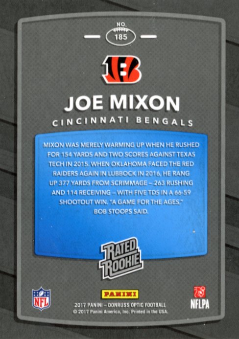2017 Panini Optic Joe Mixon Rated Rookie RC #185 - Bengals