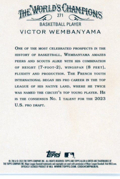 2023 Topps Allen & Ginter Victor Wembanyama RC #271 - Spurs