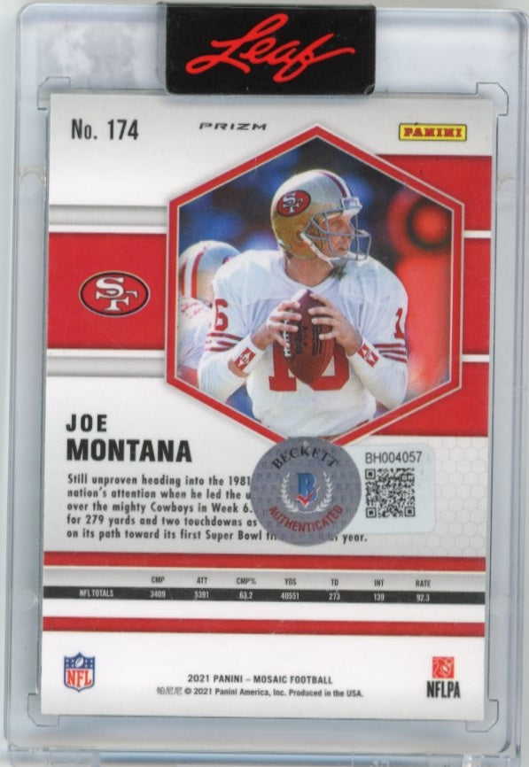 2021 Mosaic Joe Montana #174 - Leaf Autograph BAS 49ers