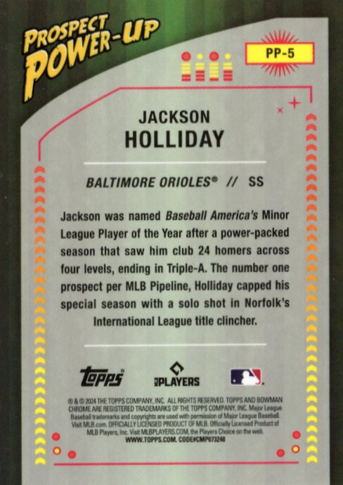 2024 Topps Chrome Jackson Holliday #PP-5 - Prospect Power-Up #/125 Orioles