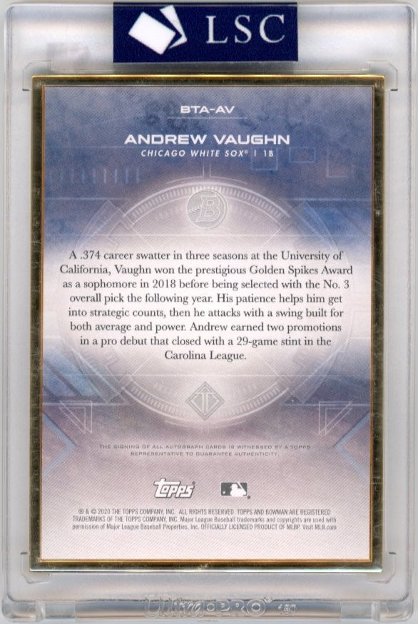 2020 Topps Transcendent Collection Andrew Vaughn #BTA-AV - #/5 Autograph White Sox