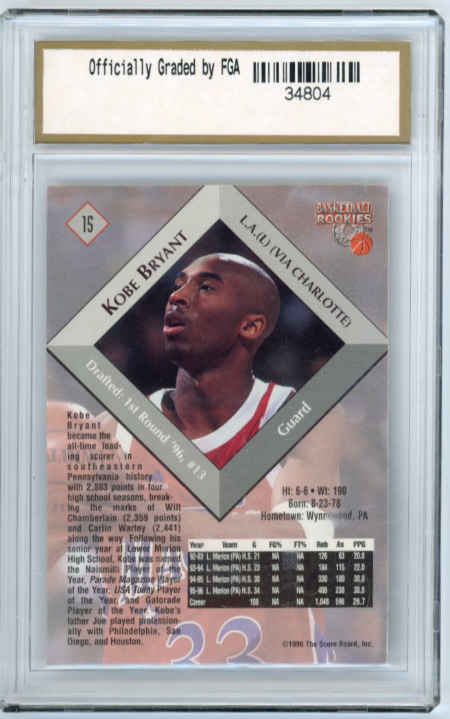 1996 The Score Board Kobe Bryant #15 - FGA 10 Lakers