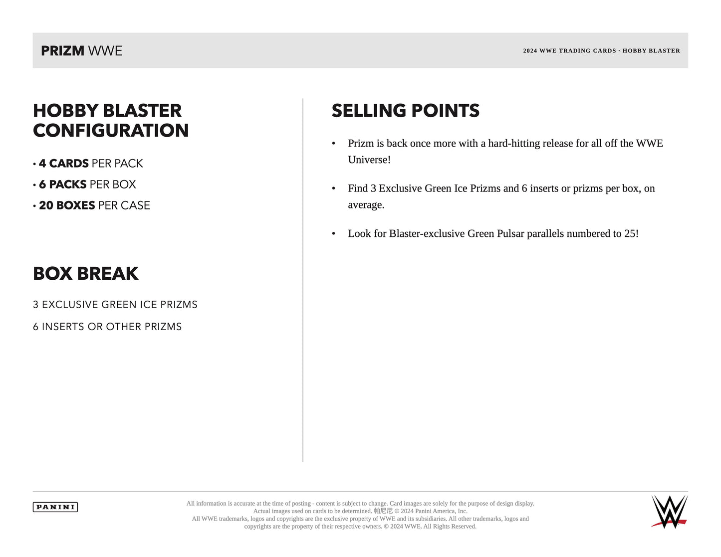 2024 Panini Prizm WWE Hobby Blaster Box