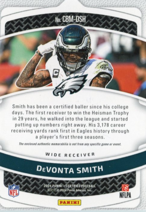 2024 Panini Certified DeVonta Smith #CBM-DSH - /75 Patch Eagles