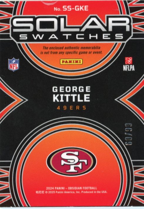 2024 Panini Obsidian George Kittle #SS-GKE -#/99 49ers