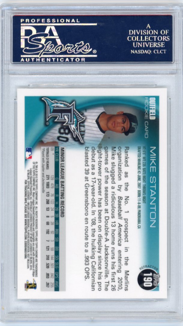2010 Topps Chrome Mike Stanton RC #190 - Marlins PSA 9