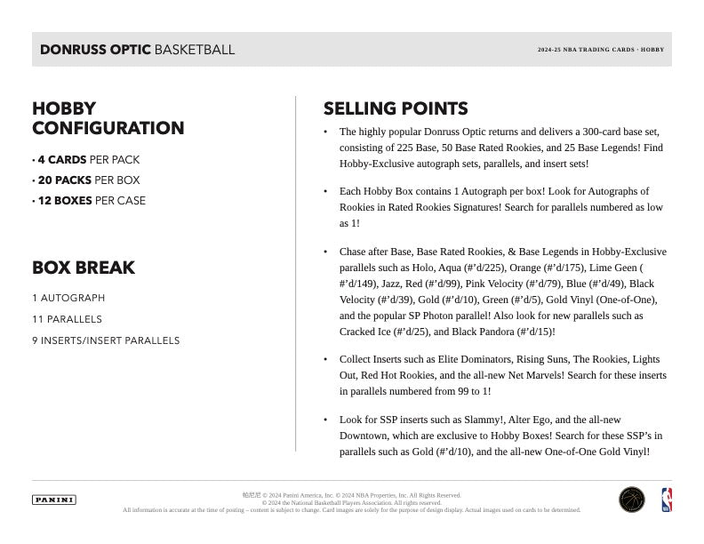 2024/25 Panini Donruss Optic Basketball Hobby Box