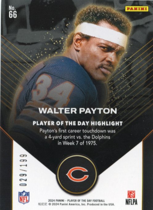 2024 Panini Walter Payton Player of The Day #66 - #/199 Orange Bears