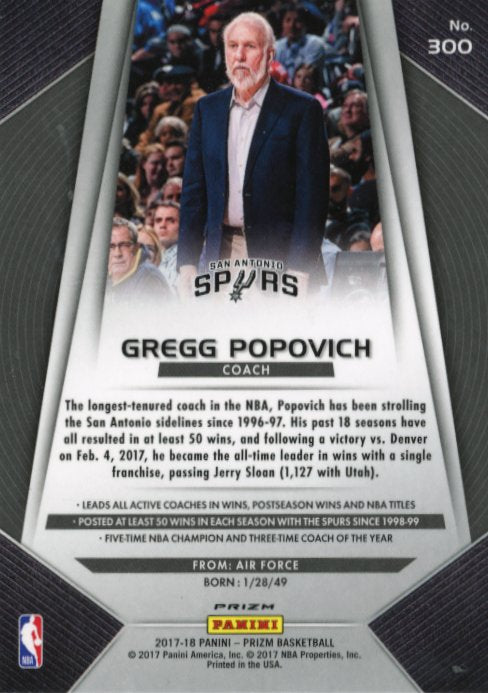 2017/18 Panini Prizm Gregg Popovich #300 - Red Shimmer Spurs
