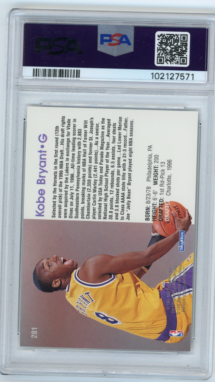 1996 NBA Hoops Kobe Bryant #281 - PSA 8 Rookie Lakers