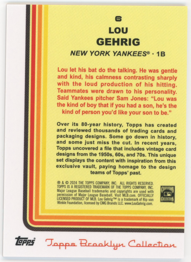 2024 Topps Lou Gehrig #6 - #1/5 Yankees