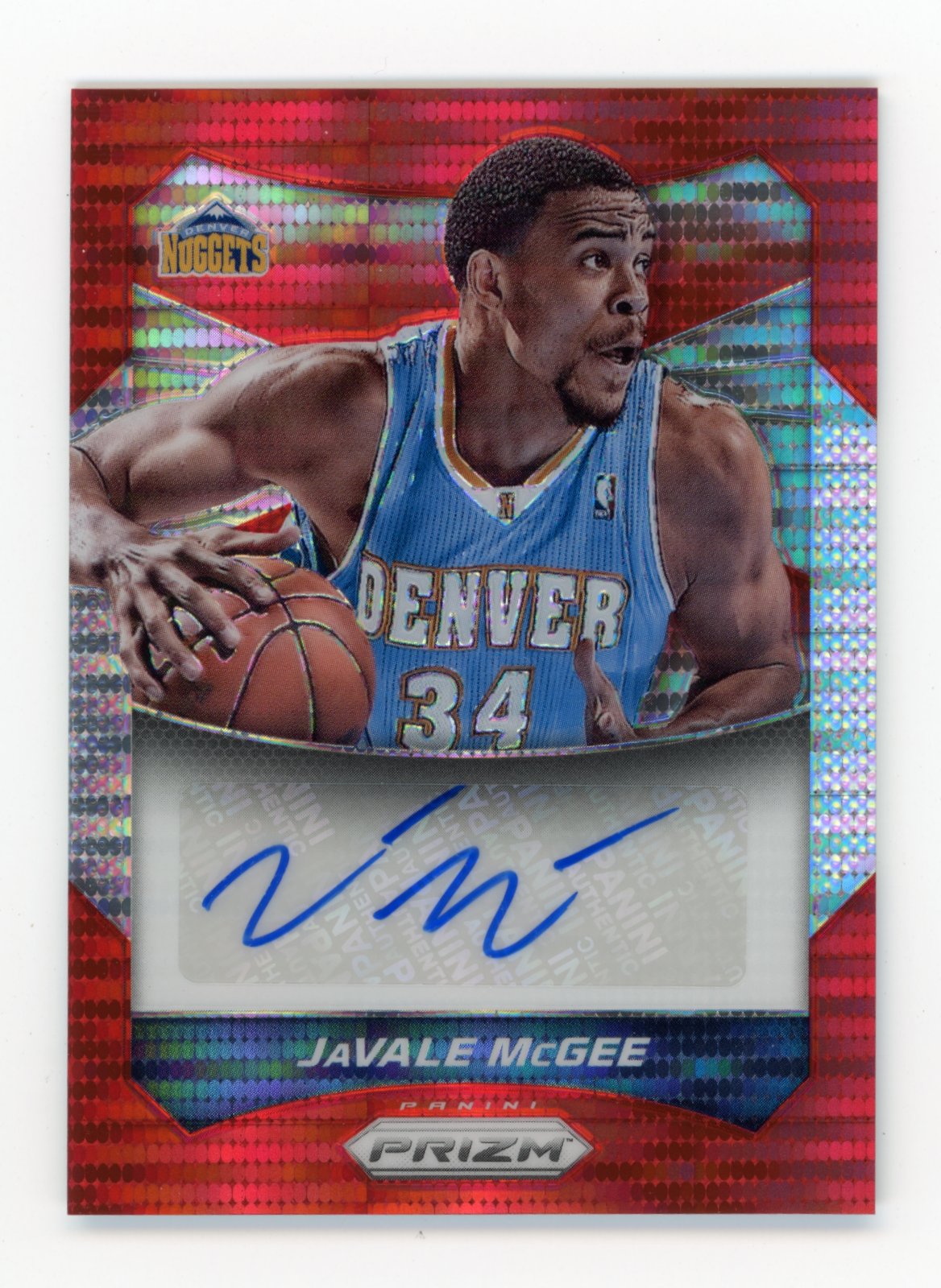 2014 Panini Prizm JaVale McGee #28 - #/149 Autograph Red Pulsar