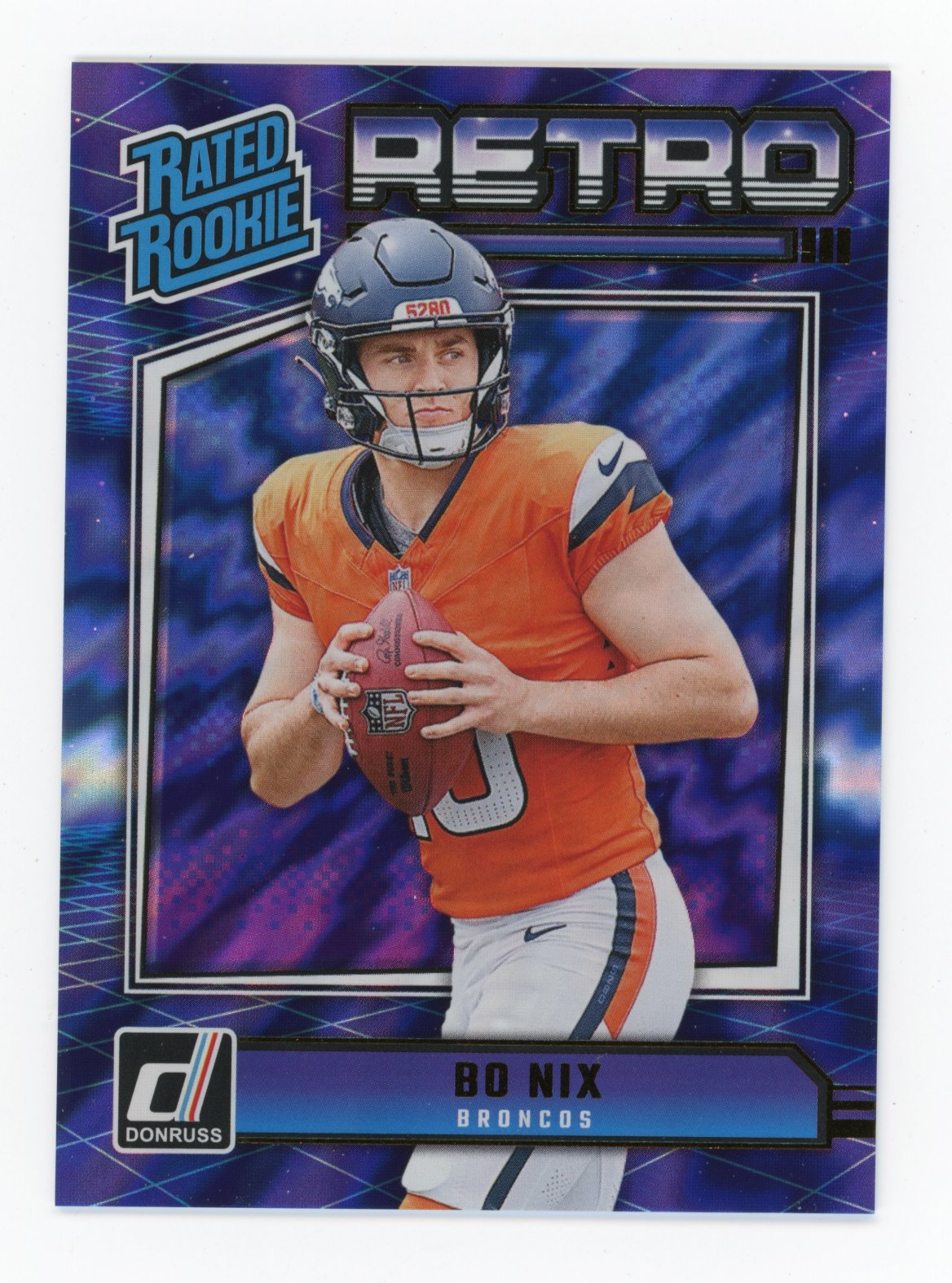 2024 Panini Donruss Retro Bo Nix #19 - Rated Rookie Broncos
