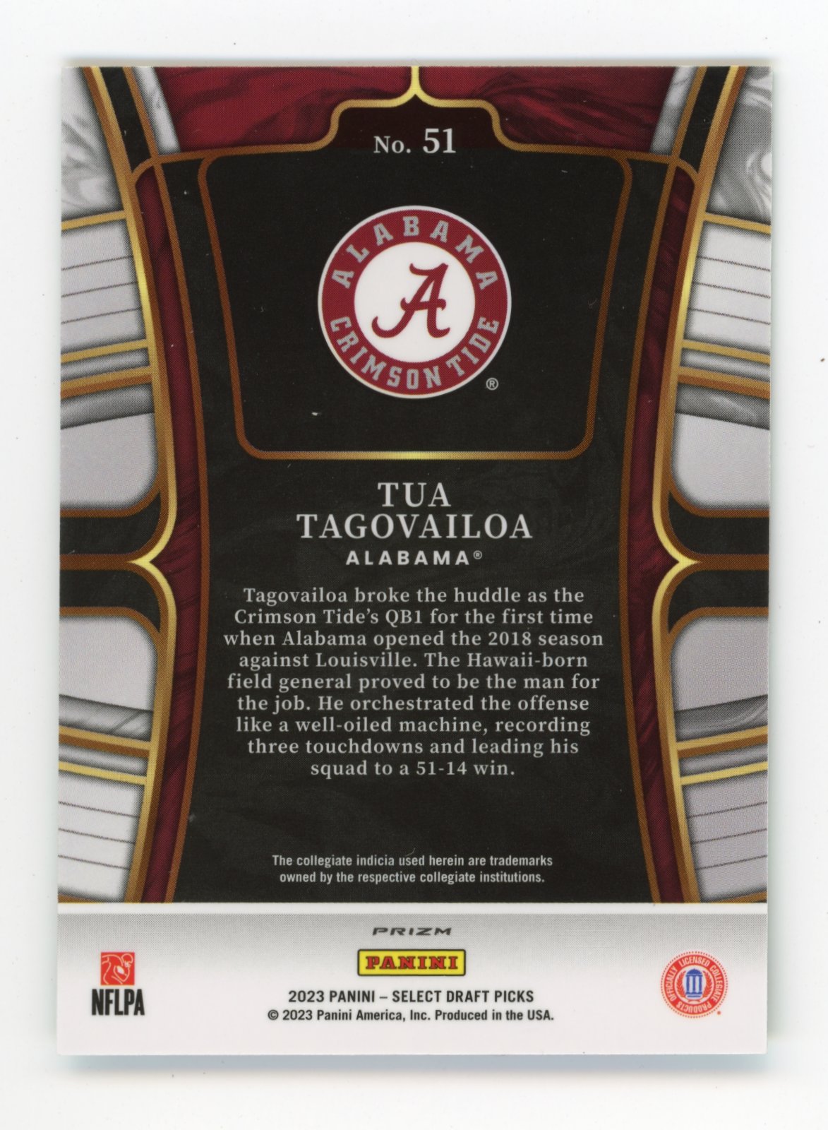 2023 Panini Select Tua Tagovailoa #51 - Dragon Scale Alabama Crimson Tide