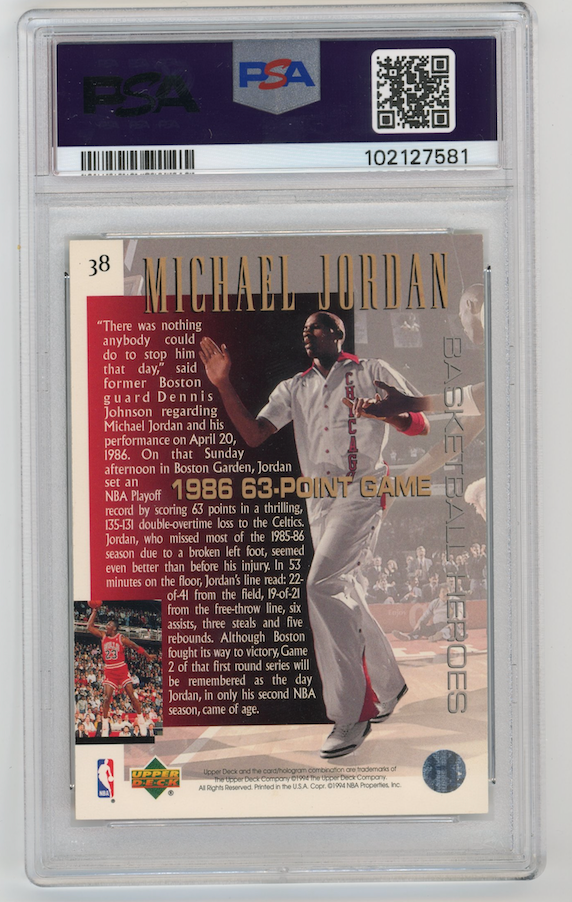 1994 Upper Deck Michael Jordan #38 - 1986 63-Point Game Bulls