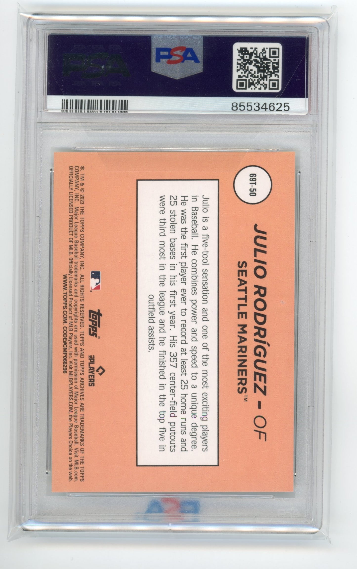 2023 Topps Archives Julio Rodriguez #69T50 - PSA 8 Mariners