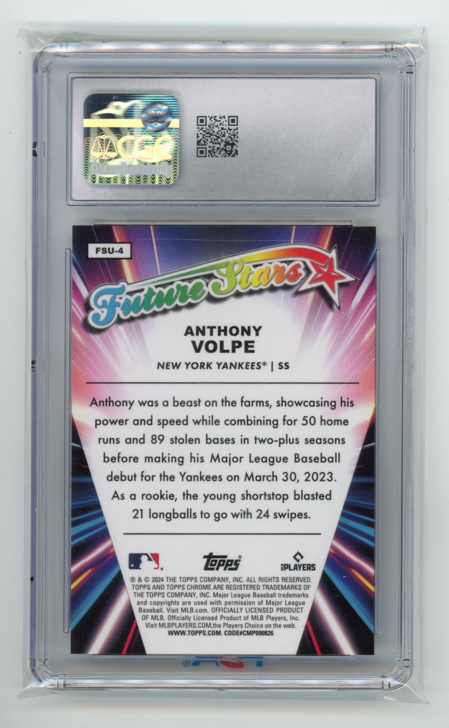 2024 Topps Chrome Anthony Volpe Future Stars #FSU-4 - #/10 Black CGC 9 Yankees