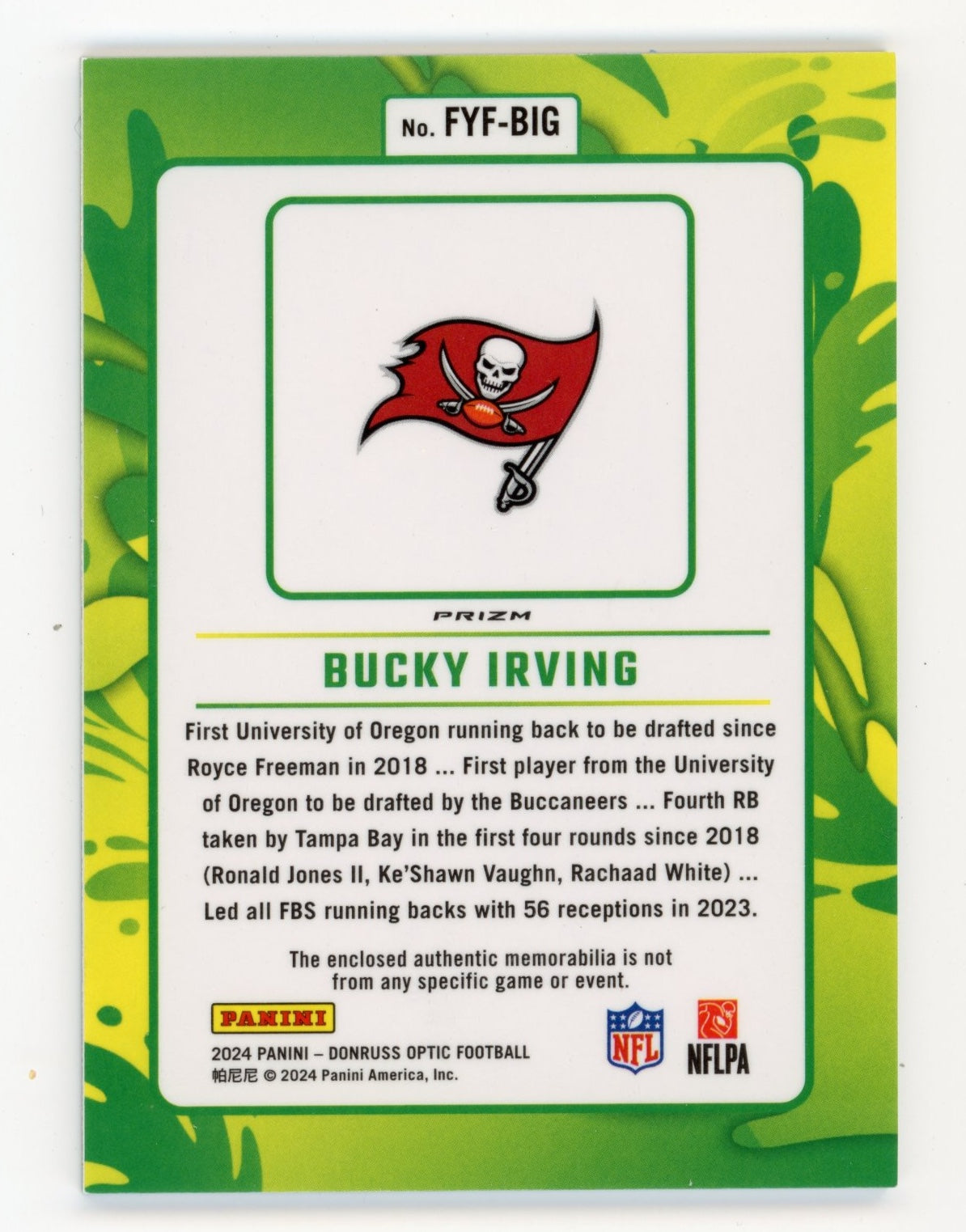 2024 Panini Optic Bucky Irving Rookie RC #FYF-BIG - Patch Buccaneers