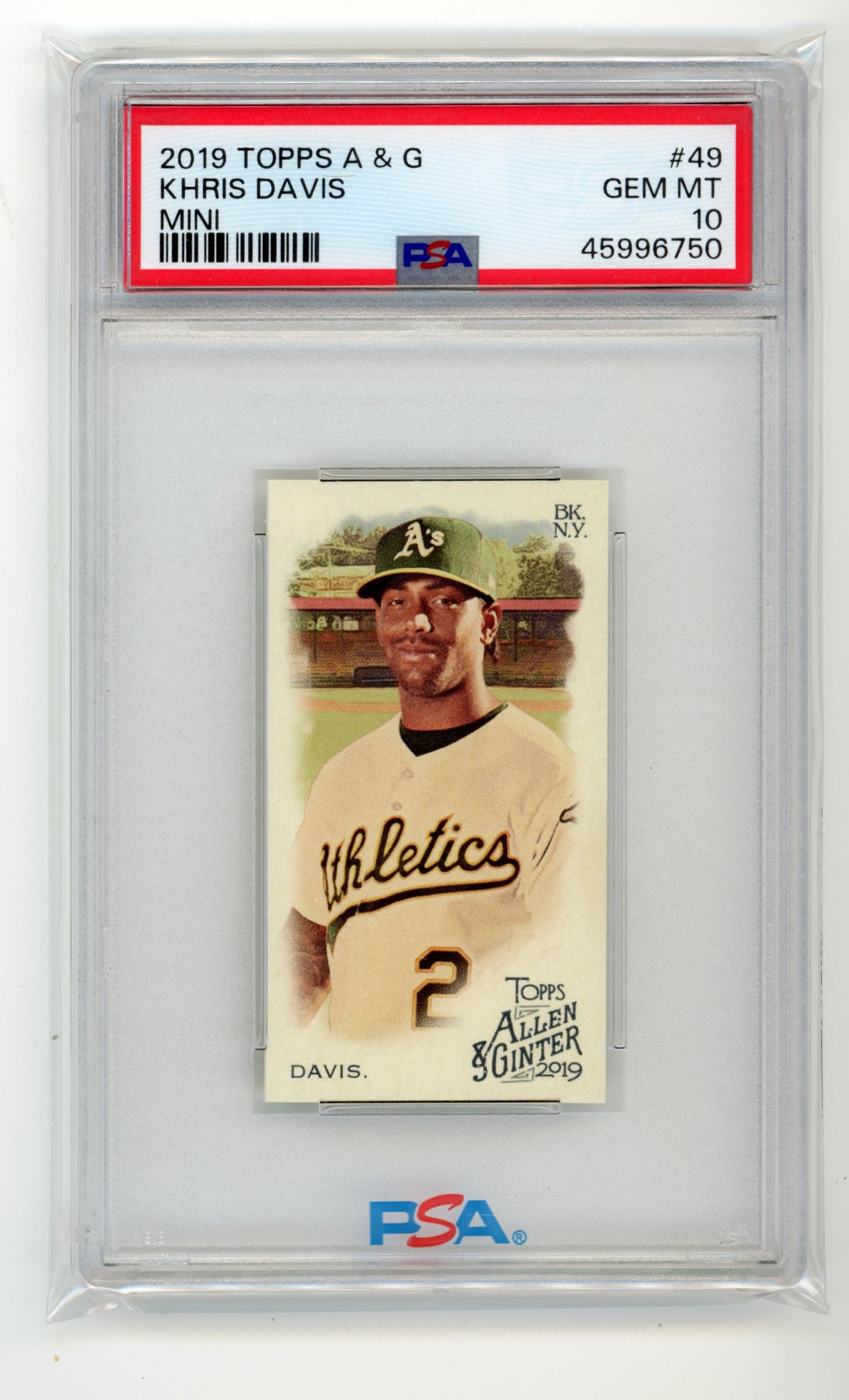 2019 Topps Allen & Ginter Khris Davis Mini #49 - PSA 10 Athletics
