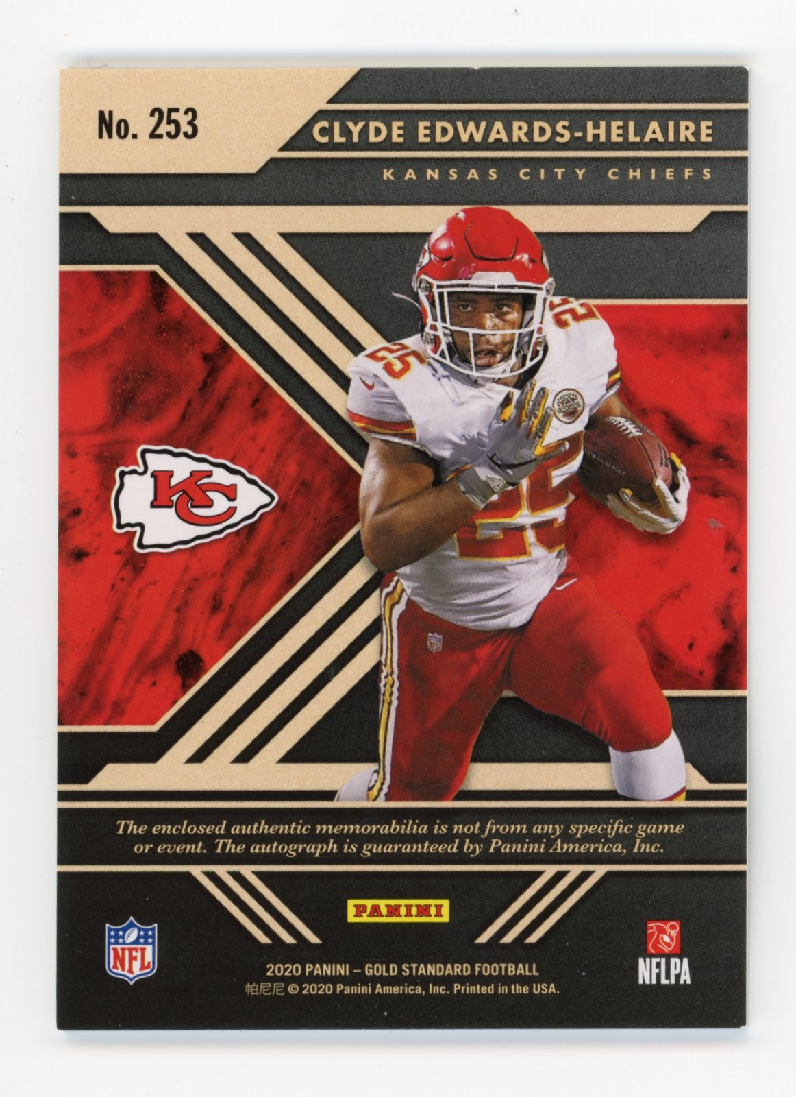 2020 Panini Gold Standard Clyde Edwards-Helair Rookie #253 - #/99 Dual Patch Autograph Chiefs