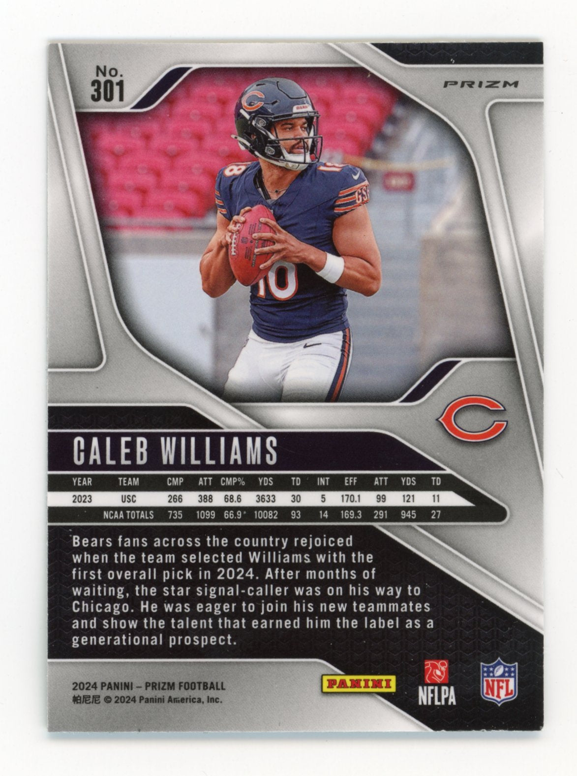 2024 Panini Prizm Caleb Williams Rookies #301 - Green Wave Bears