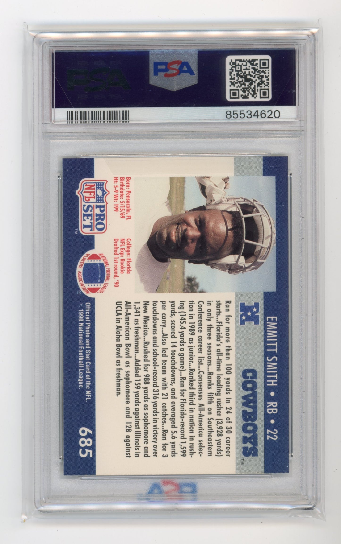 1990 Pro Set Emmit Smith #685 - PSA 8 Cowboys