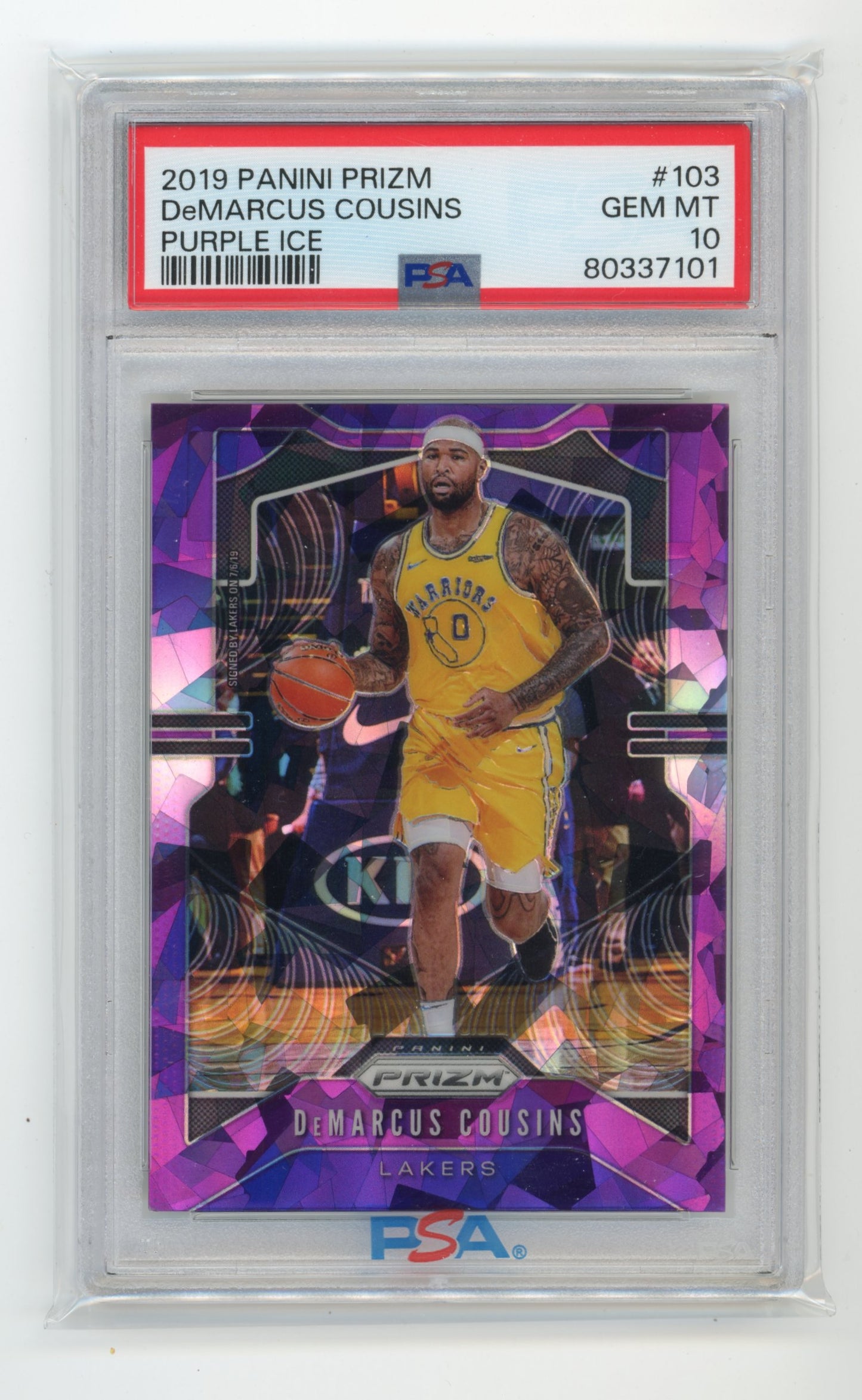 2019 Panini Prizm DeMarcus Cousins #103 - PSA 10 #/149 Purple Ice Warriors