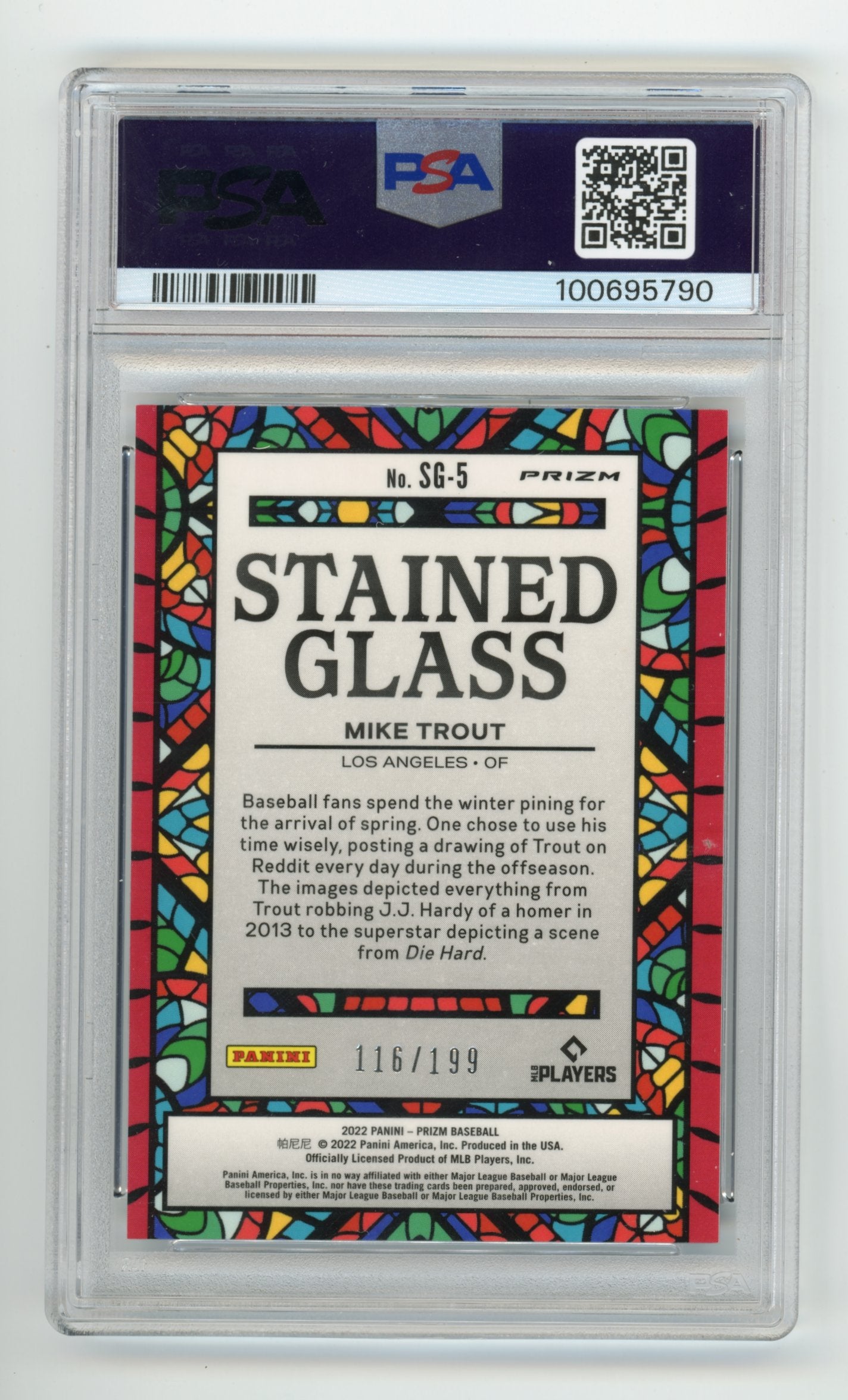 2022 Panini Prizm Mike Trout #SG5 - Stained Glass Blue Mojo Prizm PSA 9 Angels