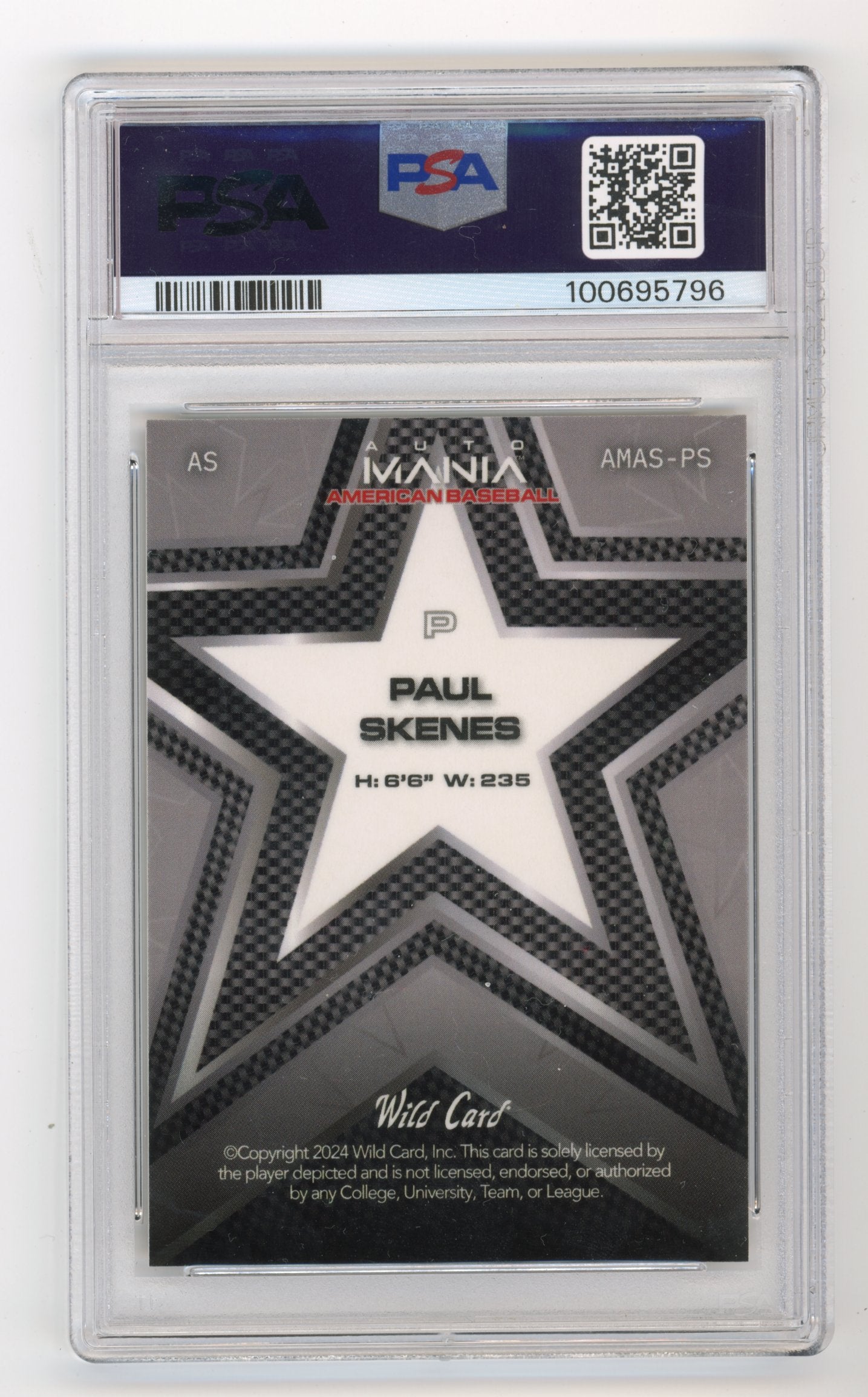 2024 Wild Card Auto Mania CV Paul Skenes #PS - 1/1 Star Mojo Painted Eagle PSA 4