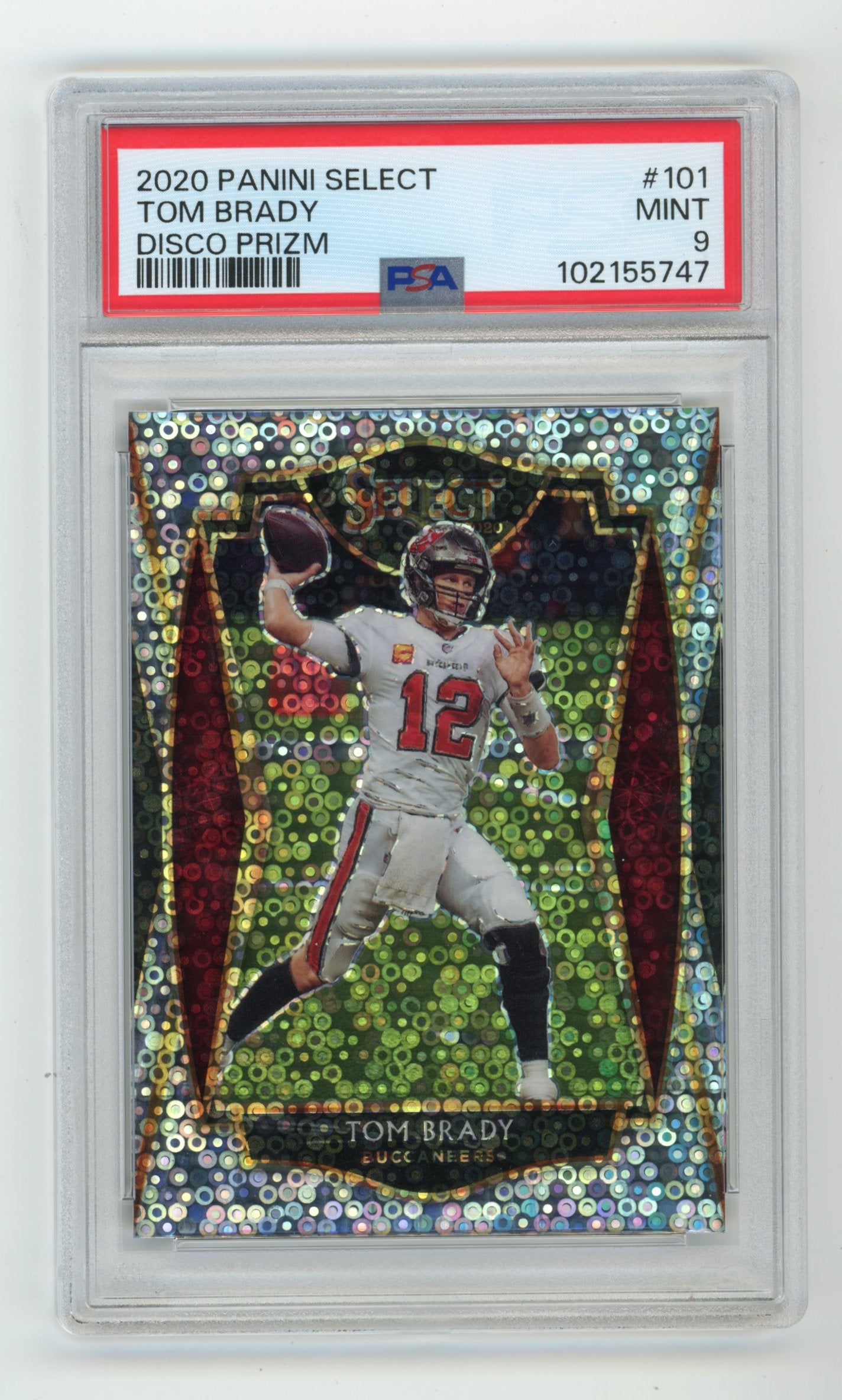 2020 Panini Select Tom Brady #101 - Disco Prizm PSA 9 Buccaneers