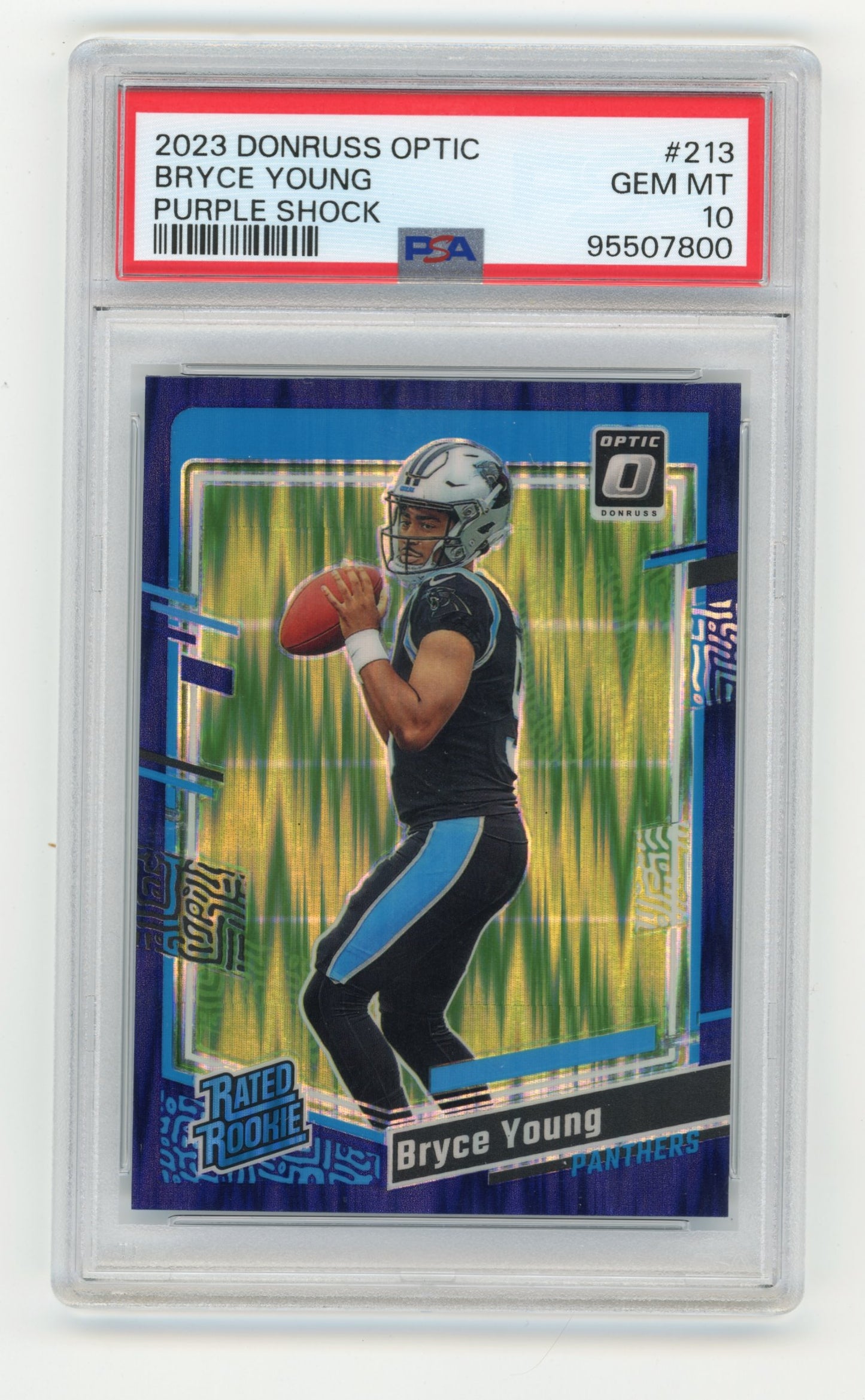 2023 Panini Donruss Optic Bryce Young #213 - Rated Rookie Purple Shock PSA 10 Panthers