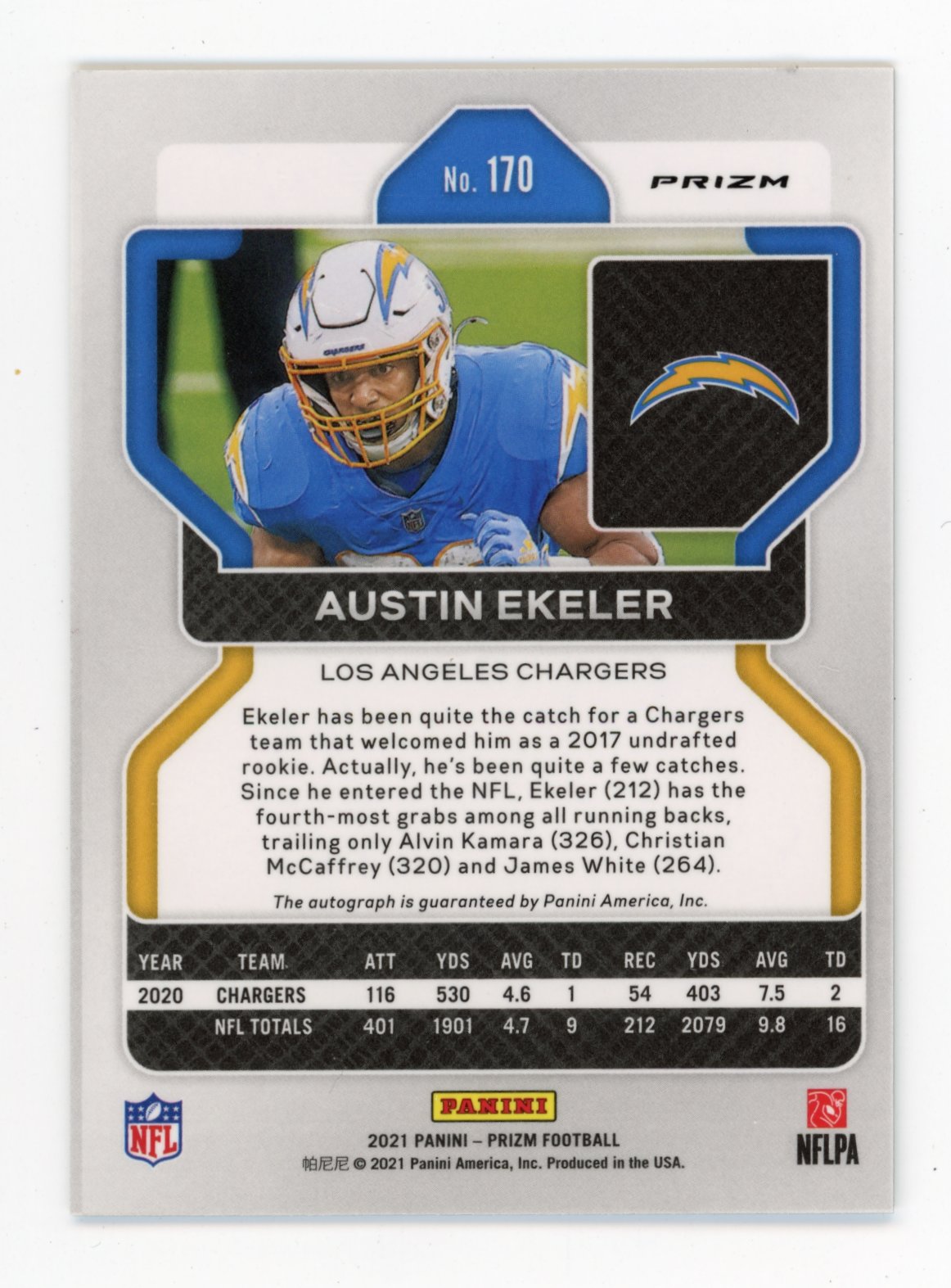 2021 Panini Prizm Austin Ekeler #170 - Prizm Auto Chargers