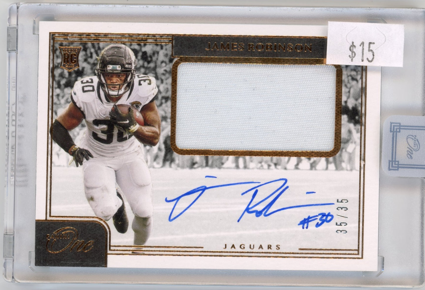 2020 Panini One James Robinson Rookie #28 - #/35 Patch Autograph Jaguars